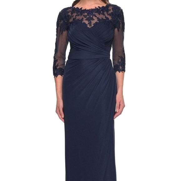 NWT La Femme 31093 Mother of the Bride Dress Navy Size 4 - Picture 1 of 6